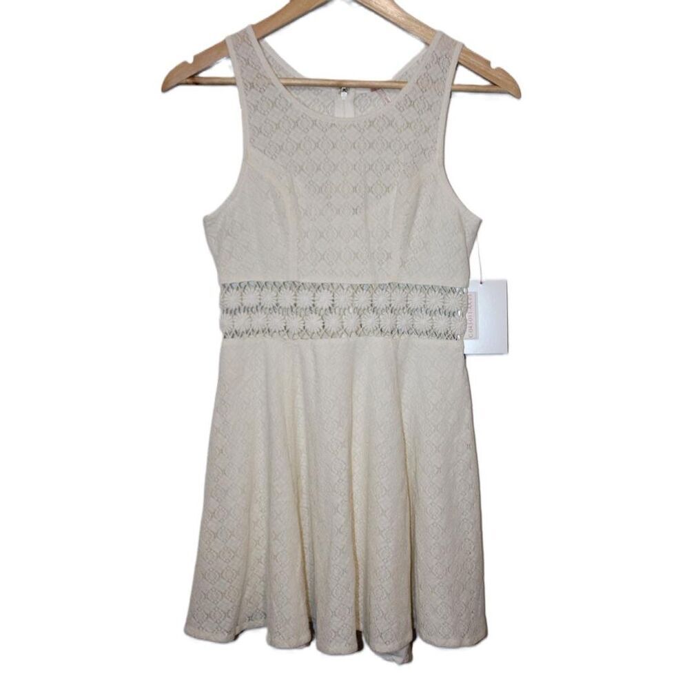Womens Free People Daisy Cut Out Waist Cream Lace Sleeveless Mini Dress Size 2